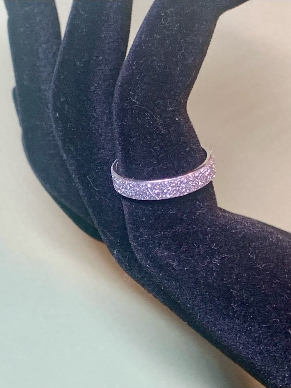 Classic Sparkle Silver-Tone Glitter Band Ring - Women Jewelry